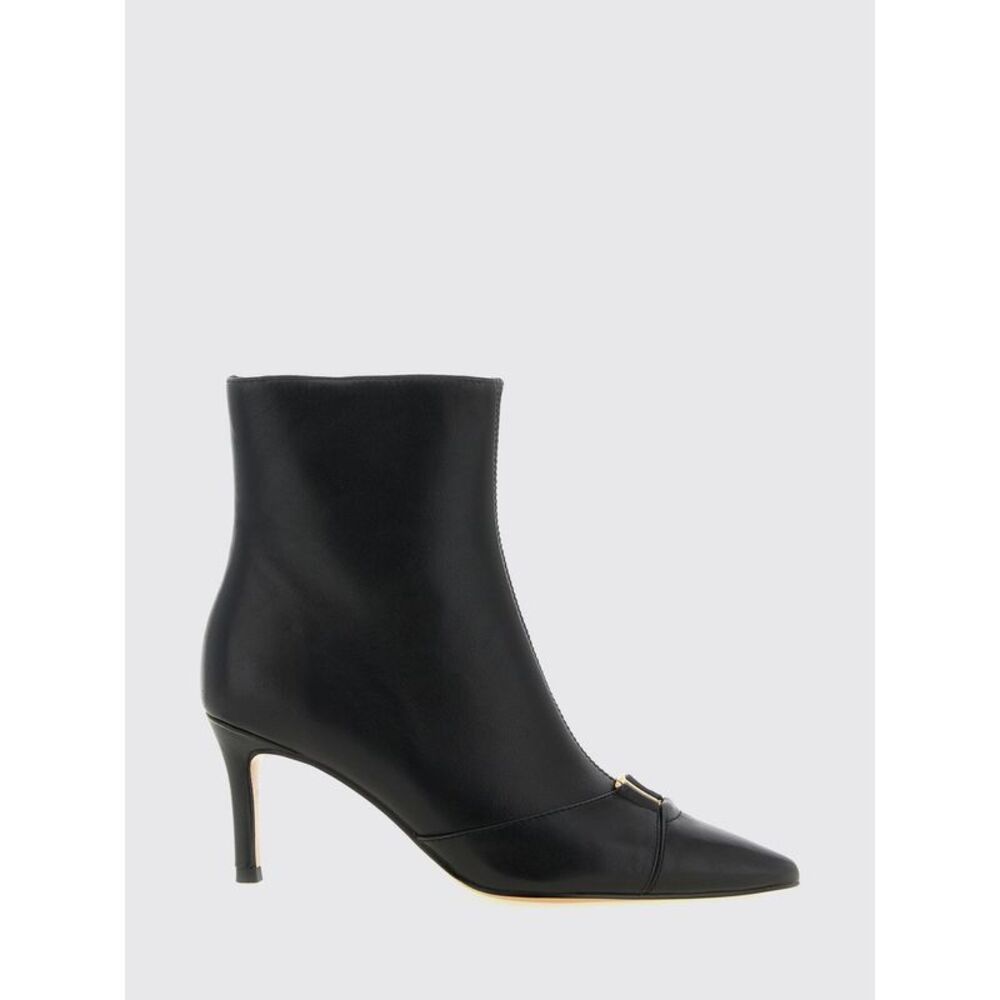 Twinset Women Sheepskin Ankle Boots Twinset With Stiletto Heel And Metallic Logo